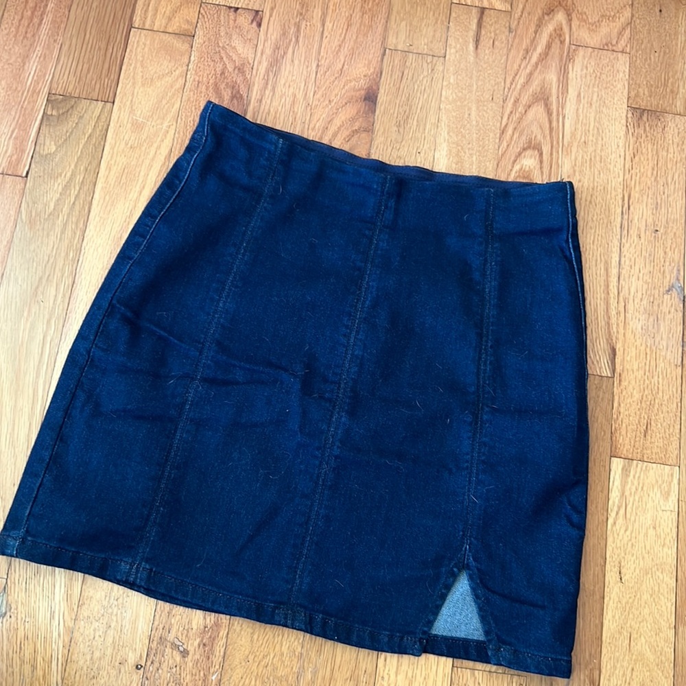 Free People Denim Jean Slit Mini Skirt